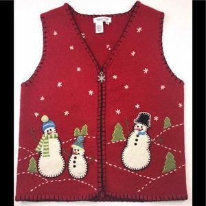 Coldwater Creek Womens Christmas Vest Wool